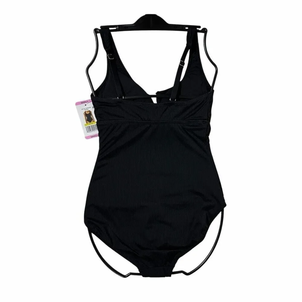 Anne Cole Women’s  Square Neck One Piece Swimsuit Smal Color Black